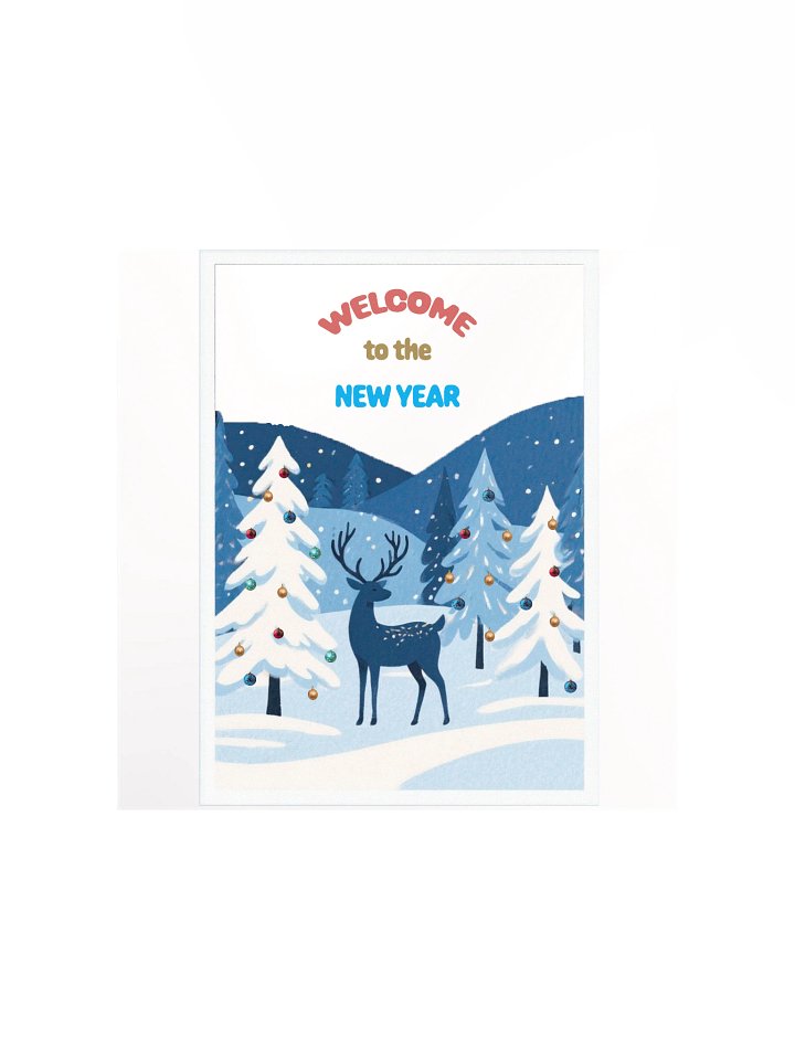 Welcome to the New Year – Winter Deer Scene Festive Holiday Design product image (1)