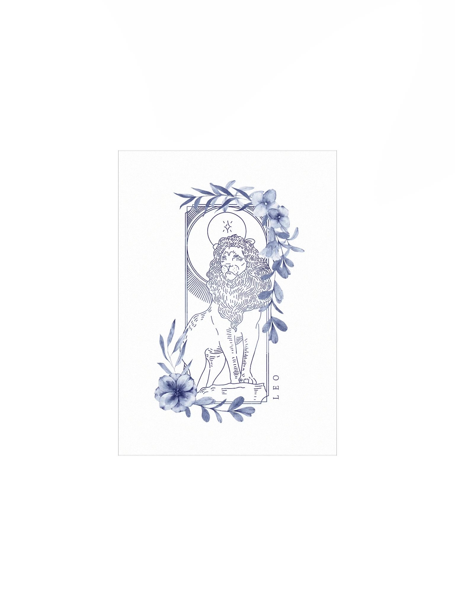 Leo Blue Line Art Zodiac Print product image (3)