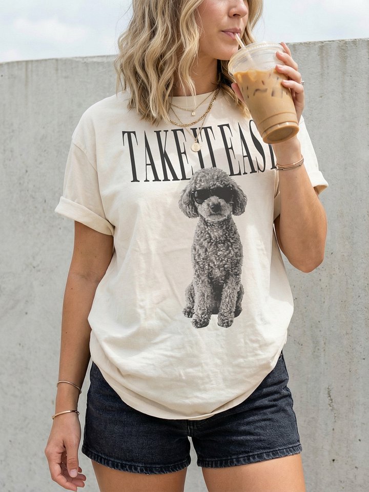 Take It Easy '90s Pop Vintage-Style T-Shirt for Miniature Poodle(Gray) Owners product image (2)
