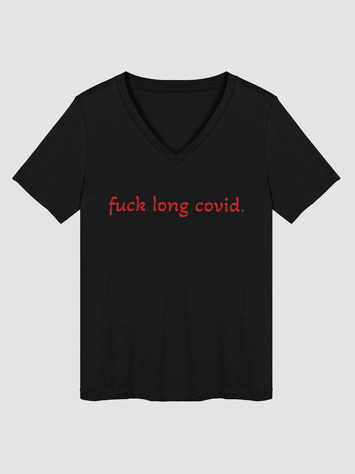 F*ck Long Covid Relaxed V-Neck Tee - Red product image (1)