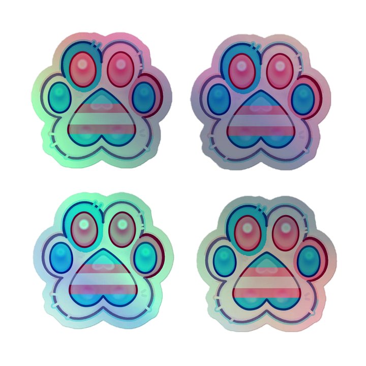 Trans Pride Paw Print Holographic Kiss Cut Sticker Sheet product image (2)