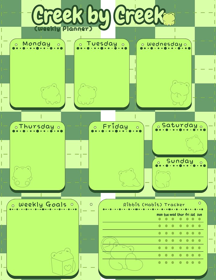 April's Planner Design - Frog Daily, Weekly, and Monthly Planner Sheets (Letter Size) product image (2)