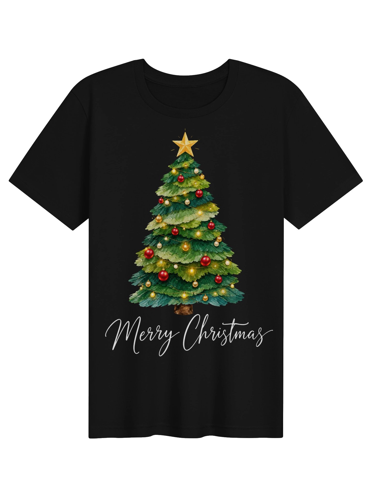 Merry Christmas Tree T-Shirt | Festive Holiday Graphic Tee | Bella+Canvas product image (2)