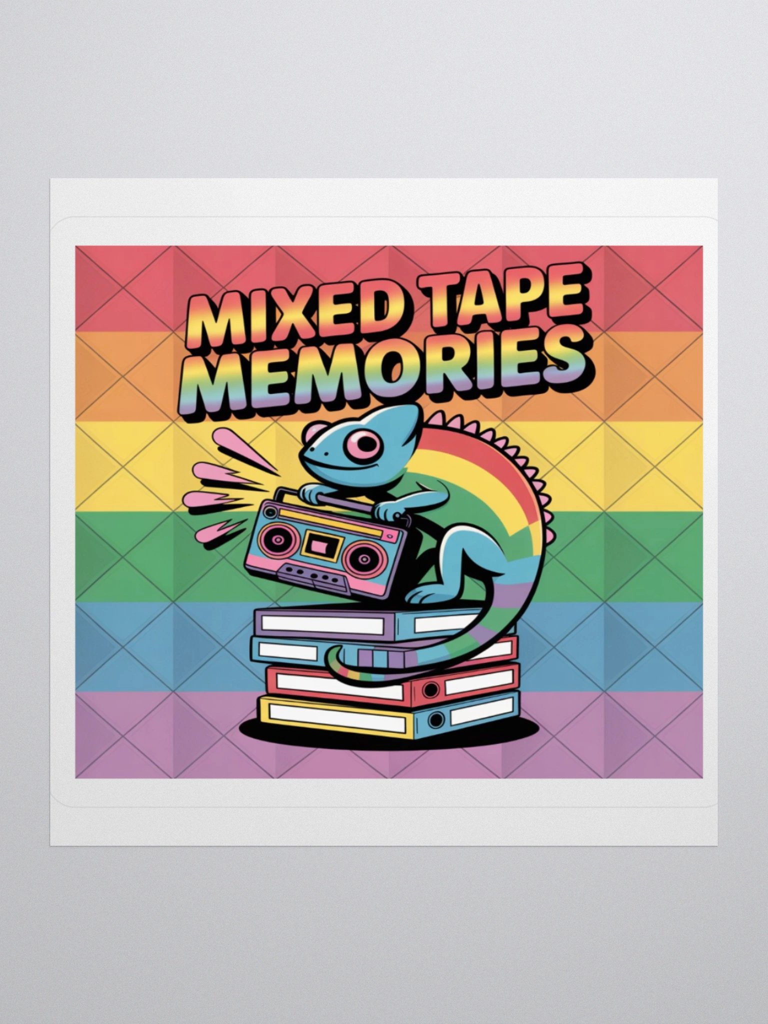 Mixed Tape Memories Sticker - Retro Boombox Chameleon Design product image (2)