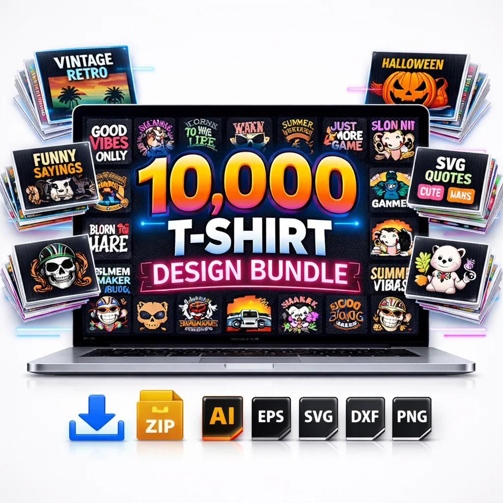 10000 Plus T-Shirt Design Bundle Instant Delivery On Mail product image (1)