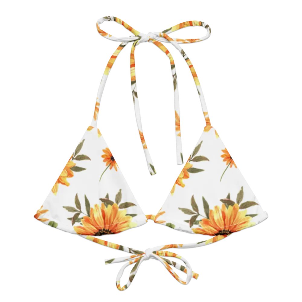 Watercolour Floral Pattern String Bikini Top - v6 product image (2)