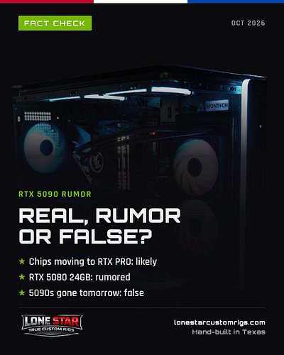 RTX 5090 rumor scorecard 📋

🟢 5090 chips going to RTX PRO cards: likely
🟡 RTX 5080 24GB as the new flagship: rumored
🟡 RTX 50...