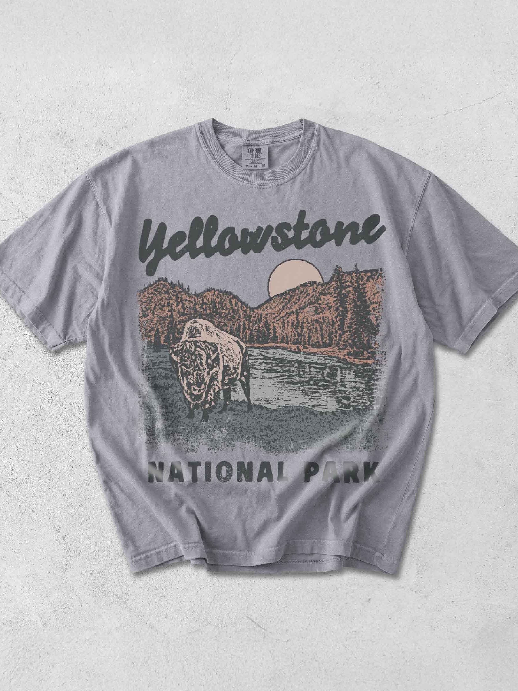Yellowstone National Park Buffalo Shirt – Vintage Bison Landscape Retro Graphic Tee product image (1)
