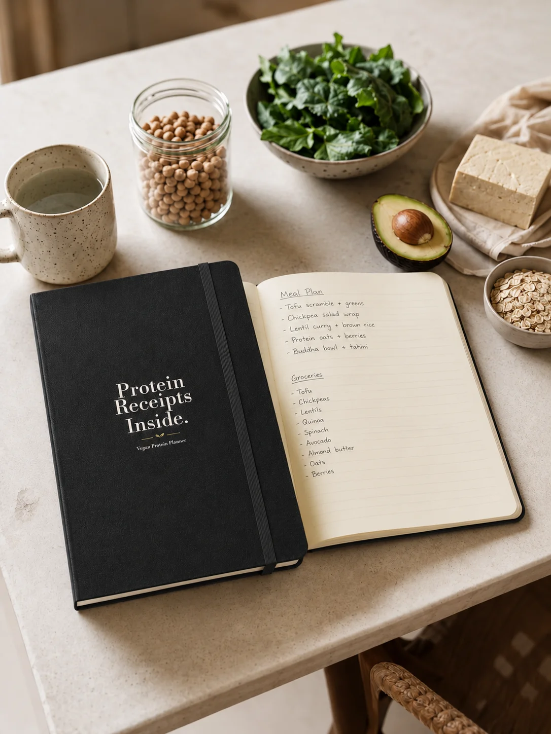 Protein Receipts Inside Hardcover Notebook – Black product image (1)