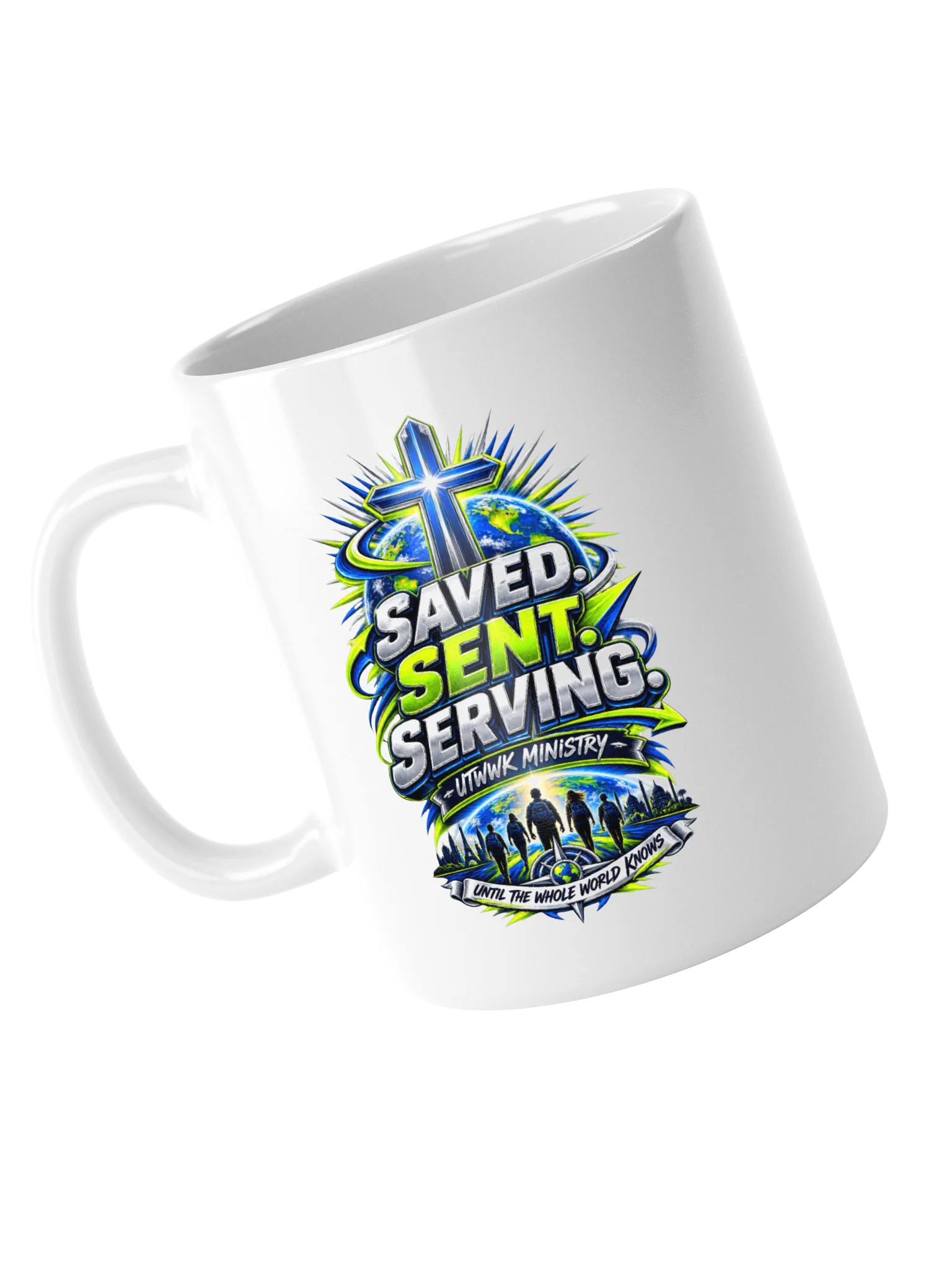 Saved. Sent. Serving. White Glossy Mug product image (5)