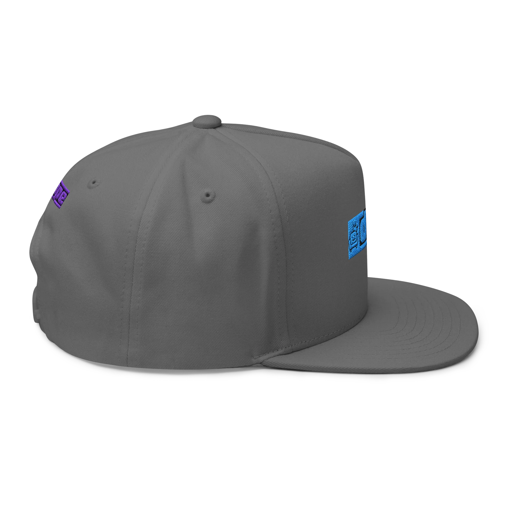 Gray Flat Brimmed Hat Blue Logo product image (5)
