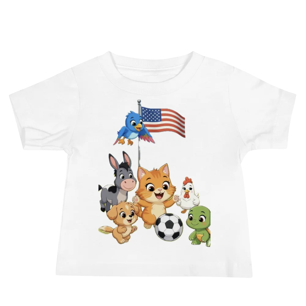 Farm Animal Soccer American Flag Baby Tee product image (2)
