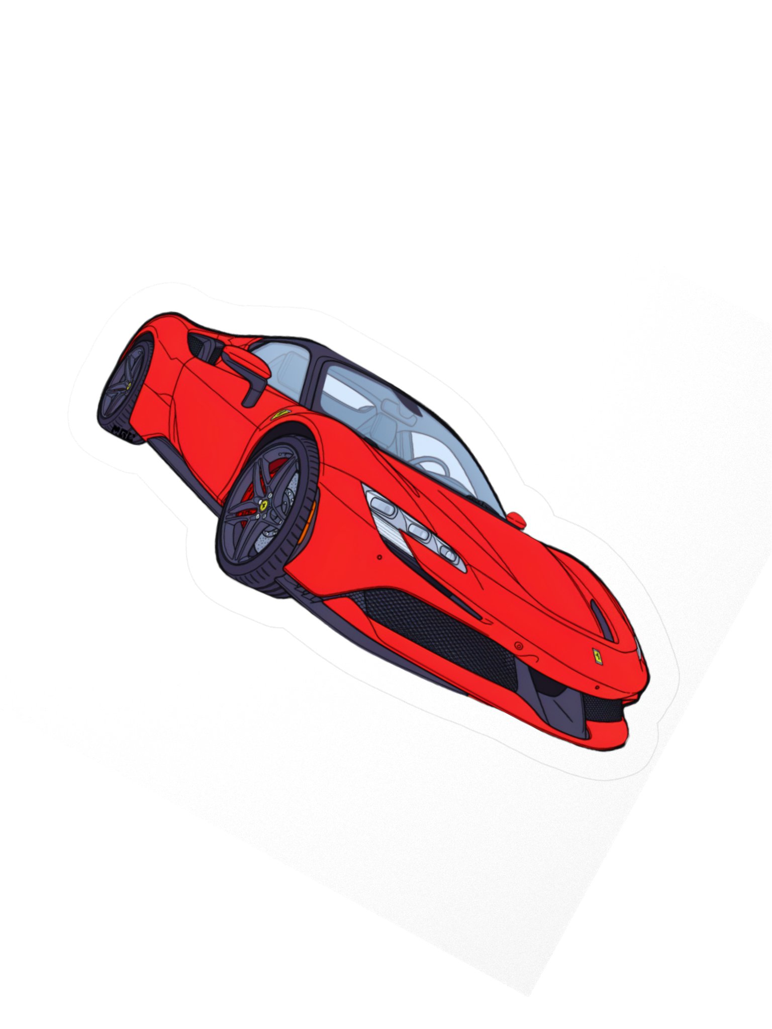 Rosso Corsa Ferrari SF90 Sticker (Retro, Sketch, Silhouette) product image (5)