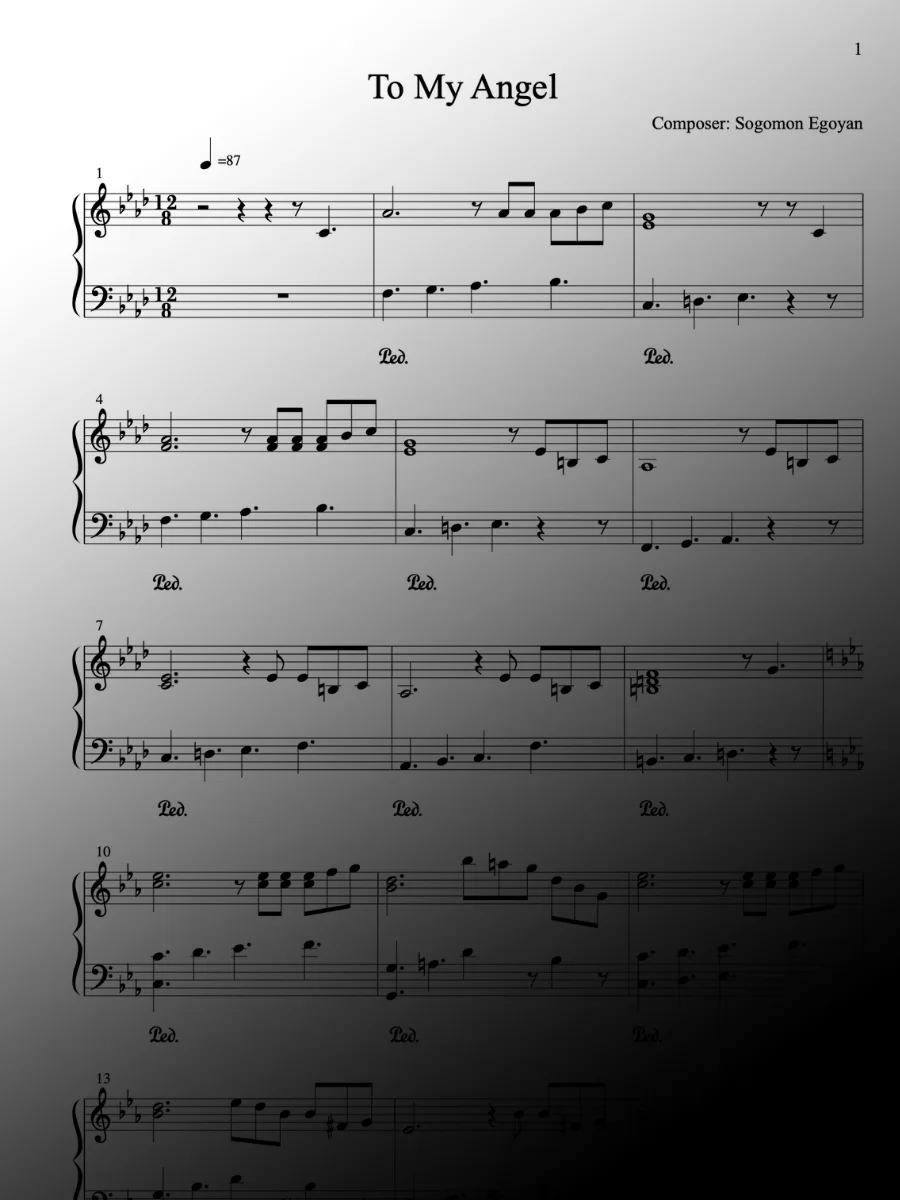 To My Angel by Sogomon Egoyan - Piano Sheet Music (Advanced and Easy versions) product image (2)