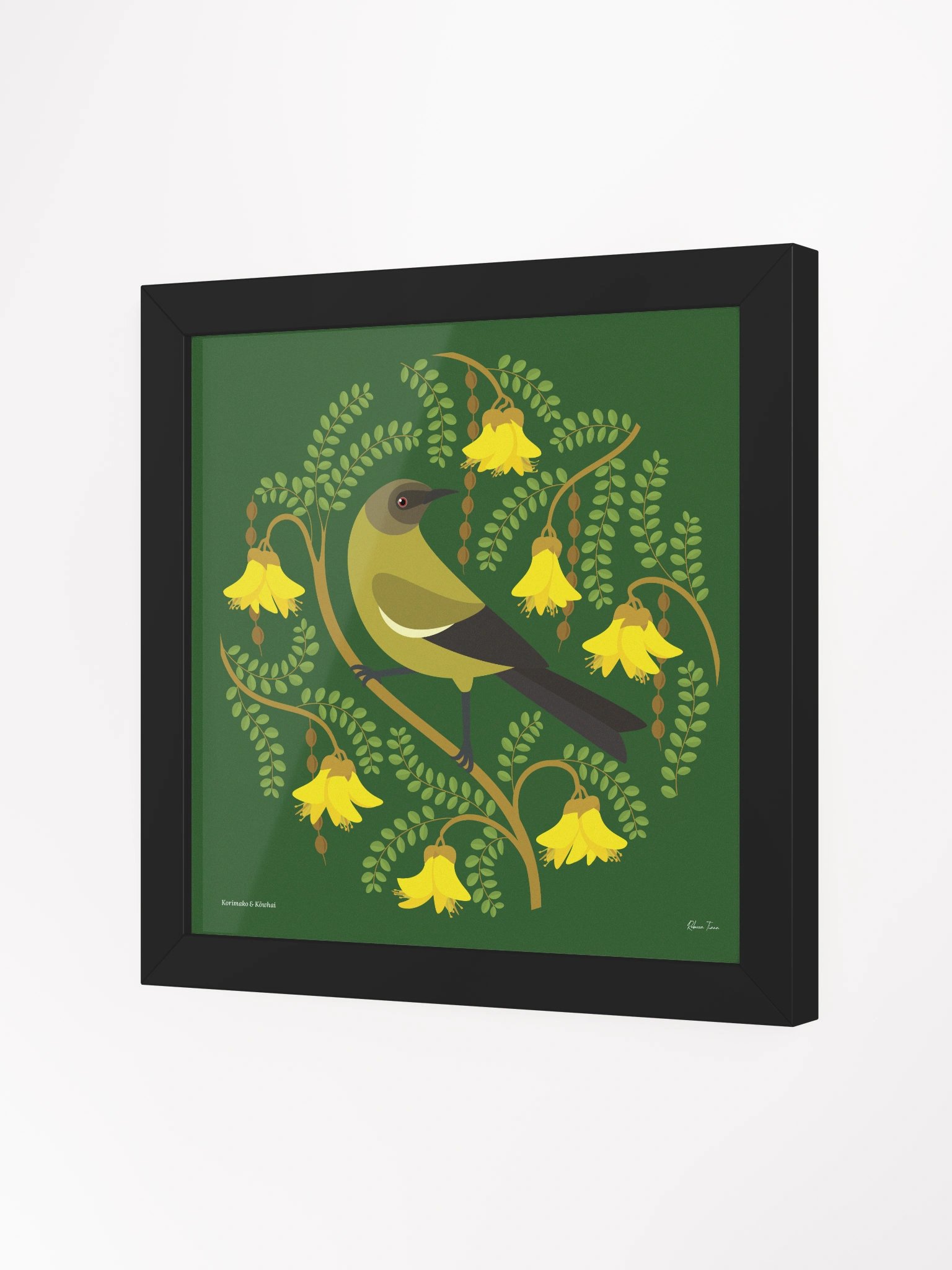 Korimako in Kōwhai Framed Wall Art product image (2)