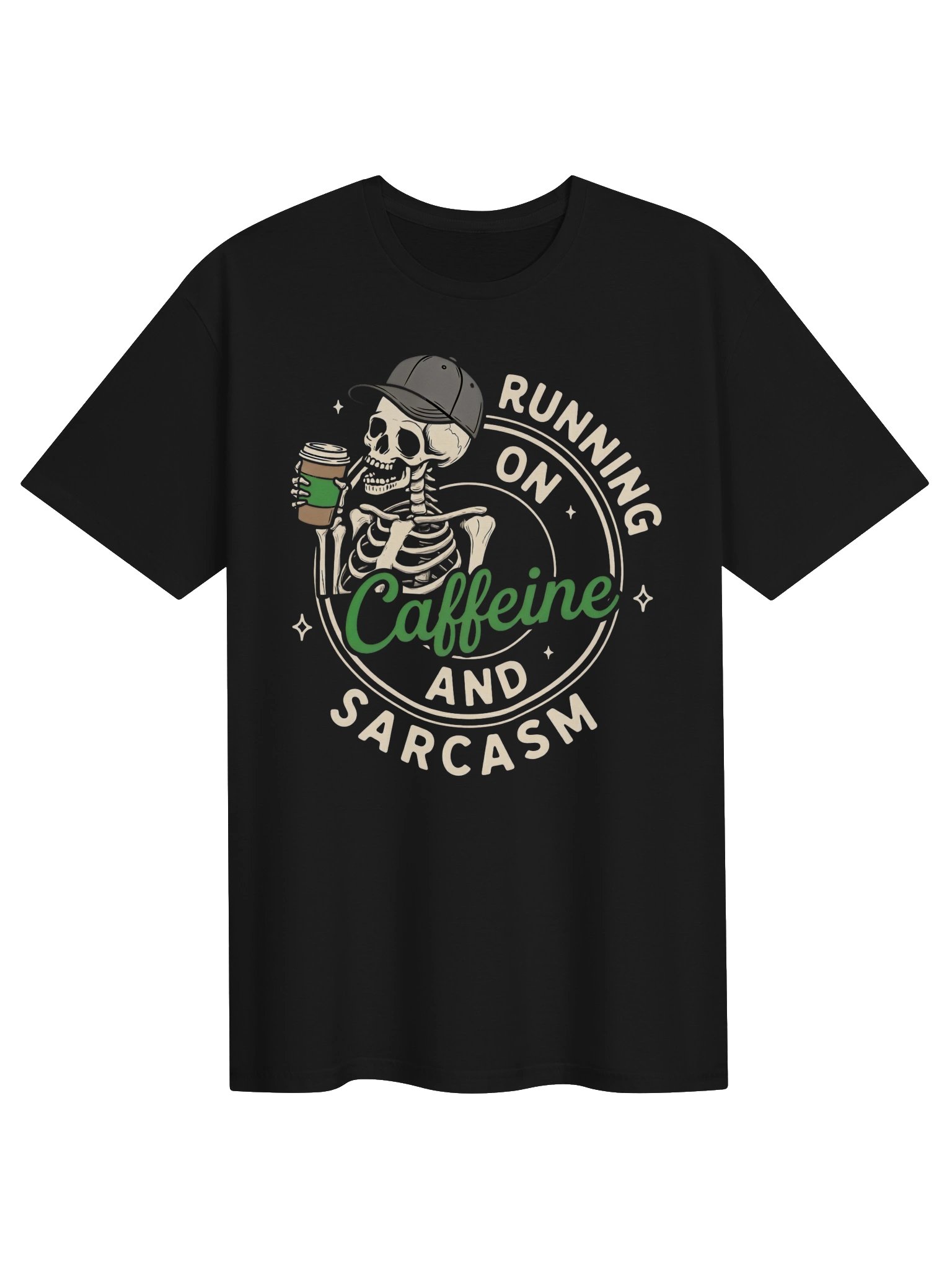 Running on Caffeine and Sarcasm Skeleton Tee product image (1)