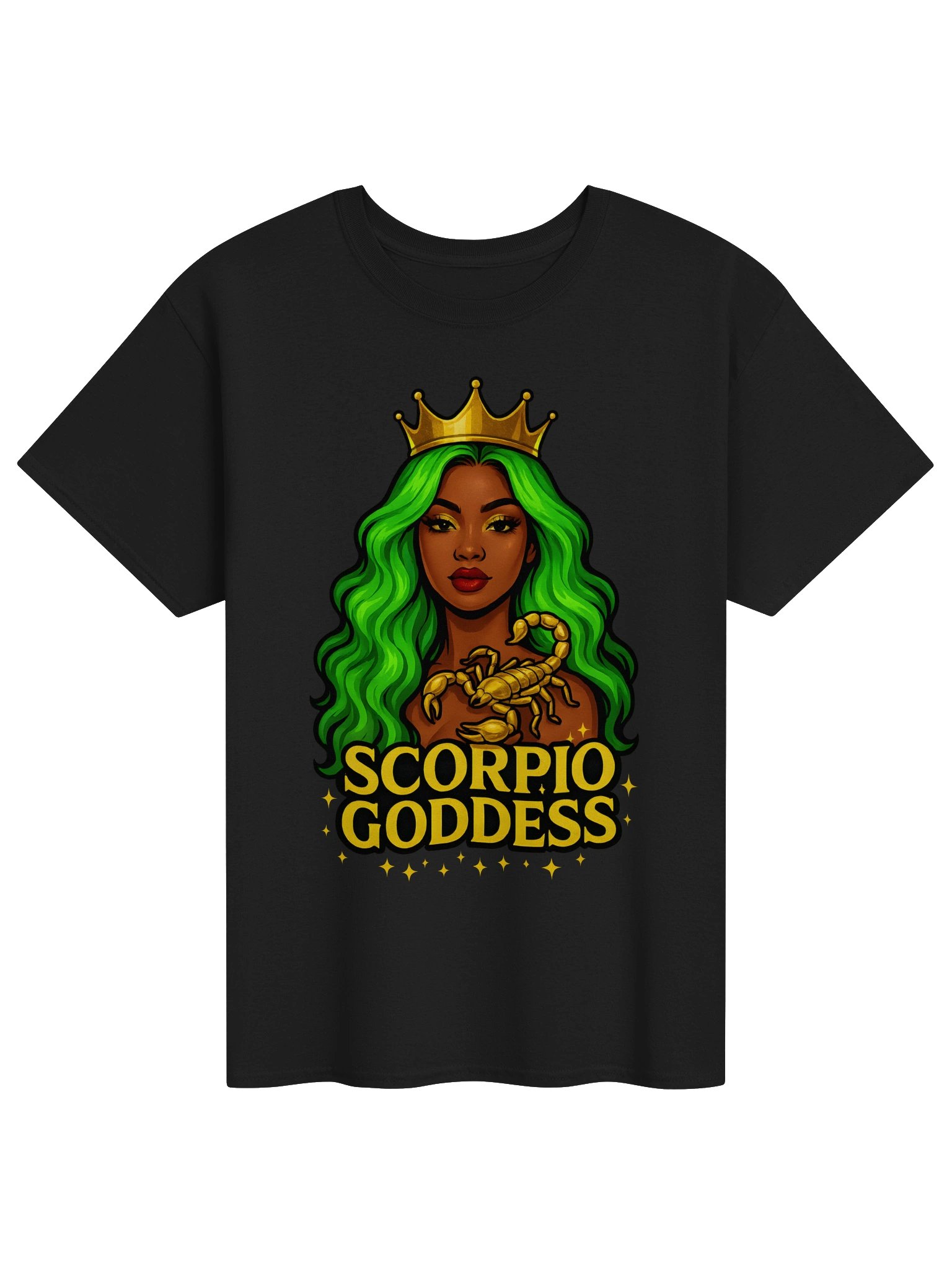 Neon Green Scorpio Goddess Gold Crown Tee product image (2)