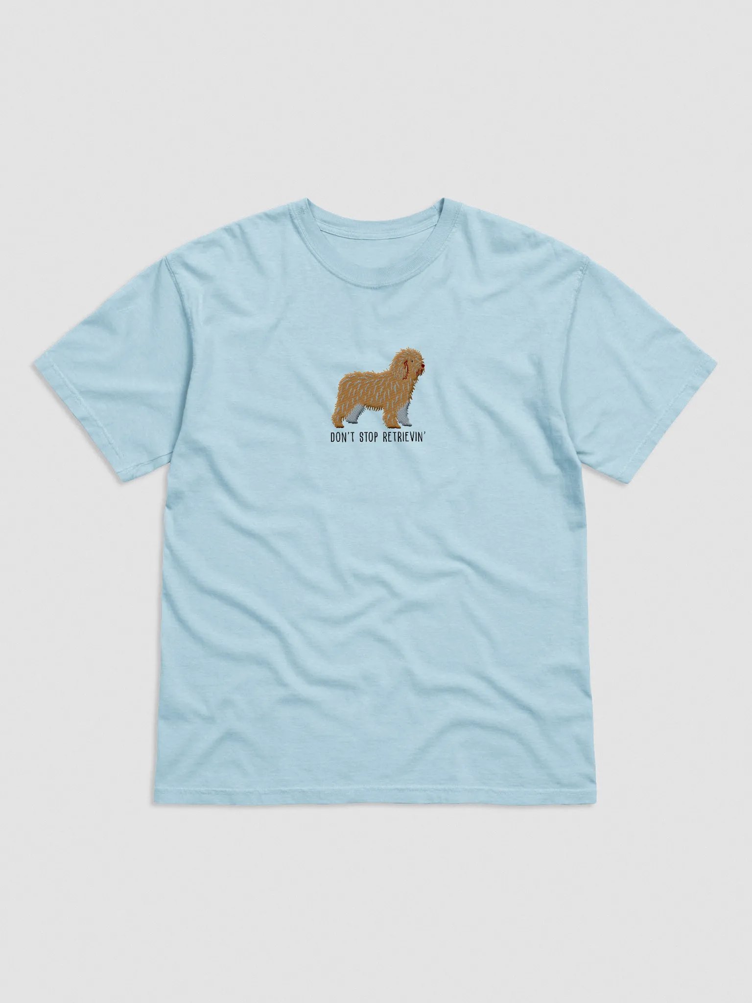 Don't Stop Retrievin' T-Shirt(Embroidered) of a Spanish Water Dog(Tan) product image (4)