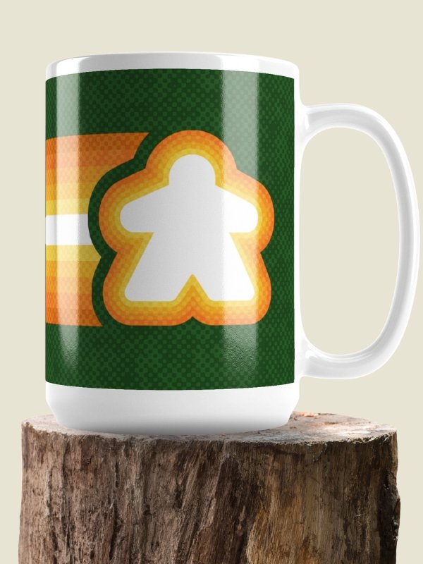 Retro Meeple Racing Stripes Board Gamer Mug product image (1)