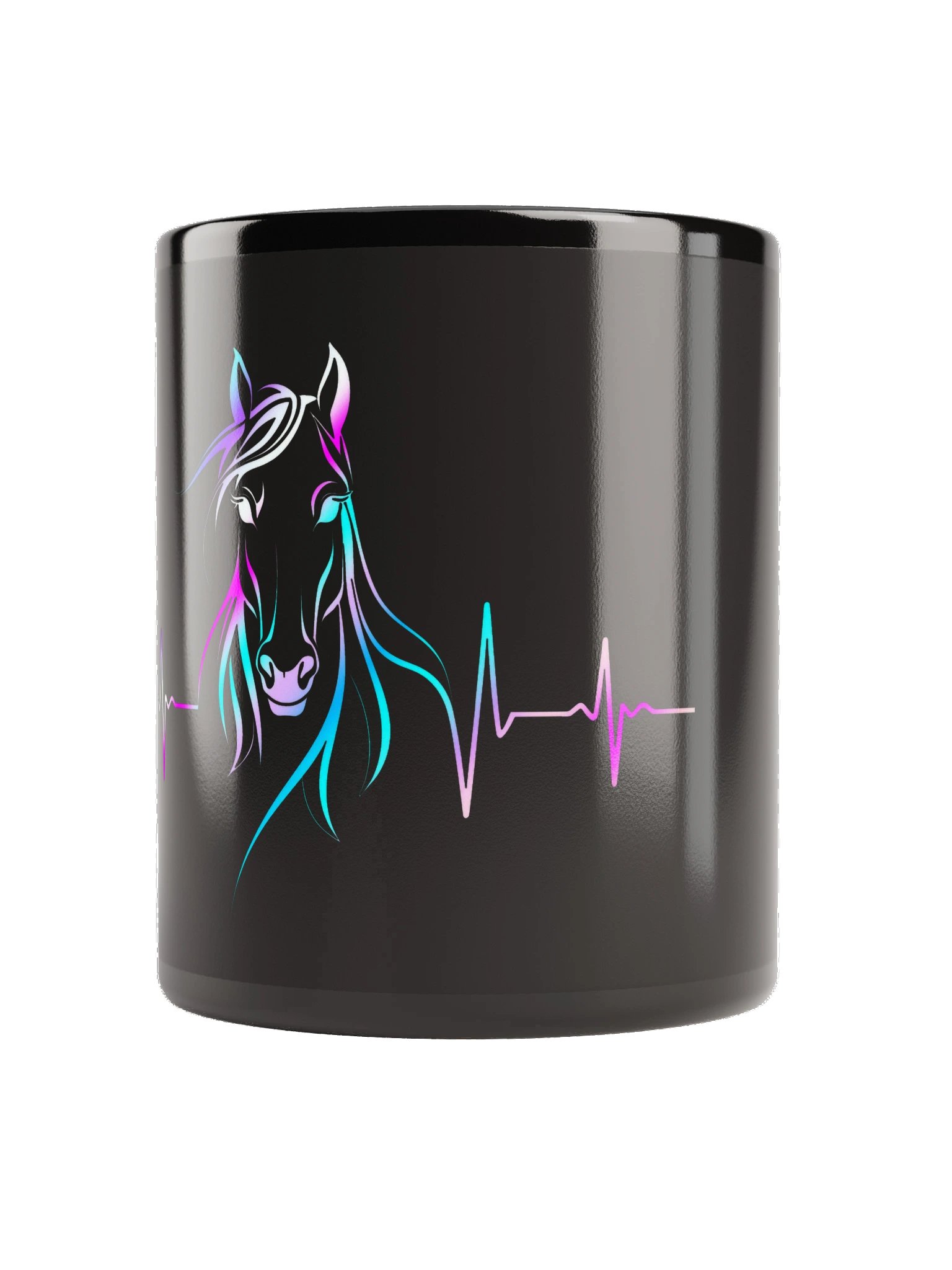 Horse Heartbeat Colorful Mug | Black Horse Lover Coffee Cup product image (2)