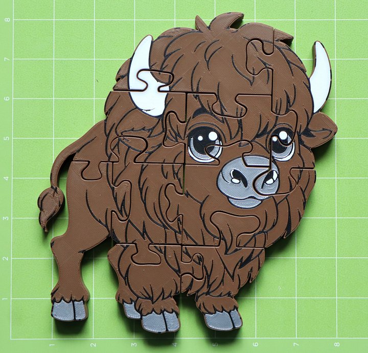 Bison Jigsaw Puzzle, 3D Printed Educational Toy for Kids, Montessori Learning, Screen-Free Play product image (2)