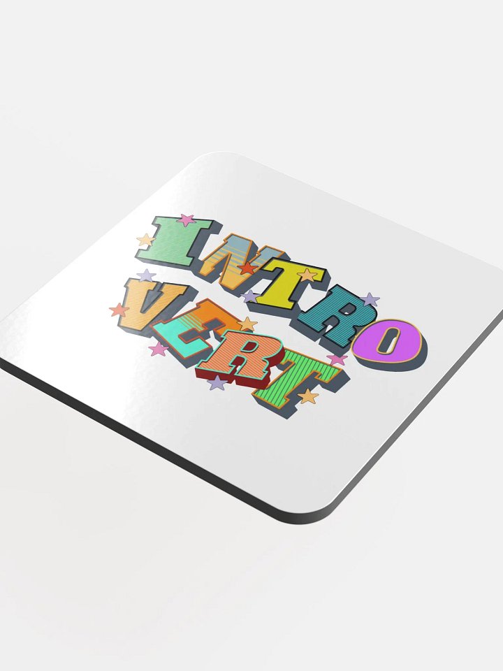 Introvert Block Letter Vibrant Cork Coaster product image (1)