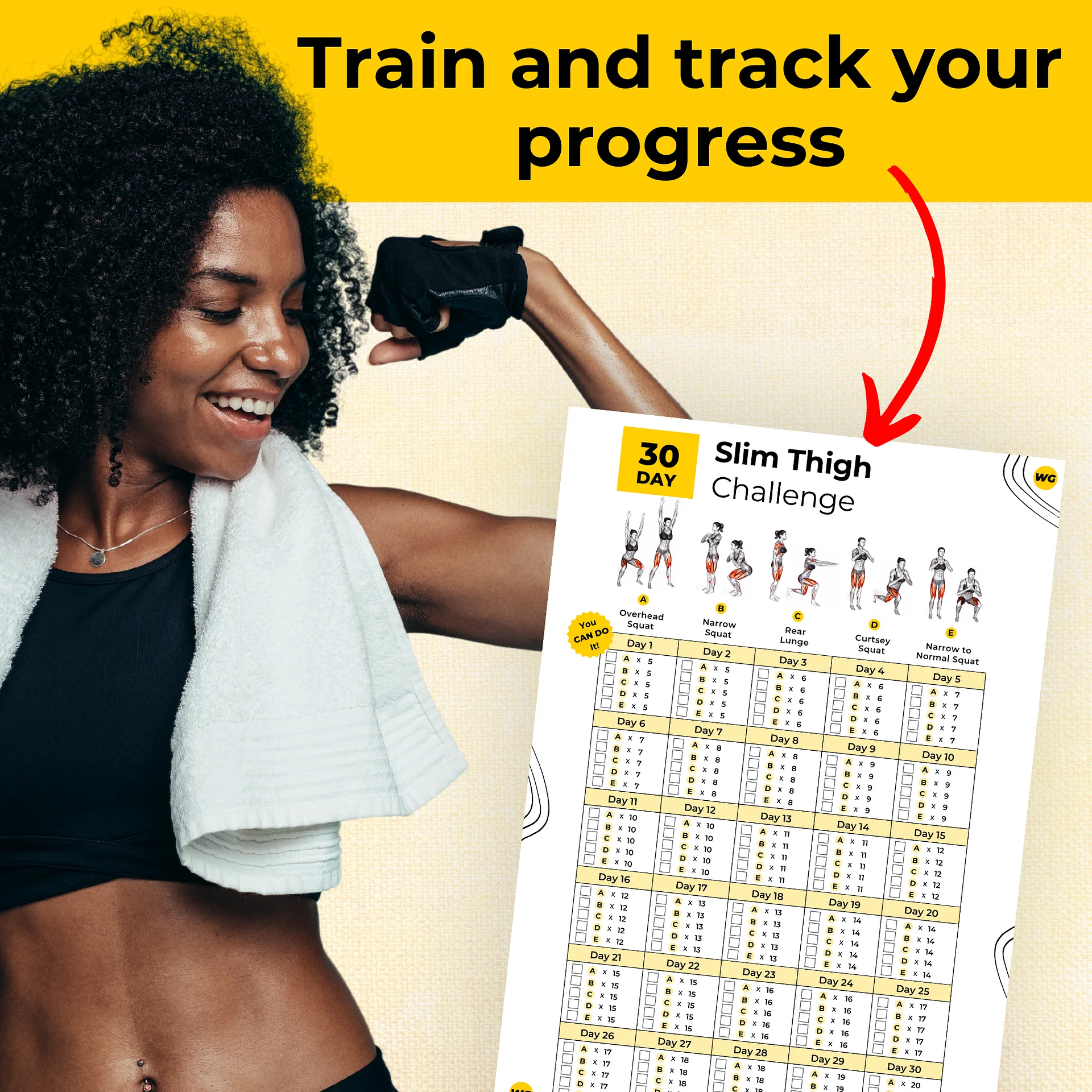 30 Day Slim Thigh Challenge - Printable Workout Tracker product image (2)