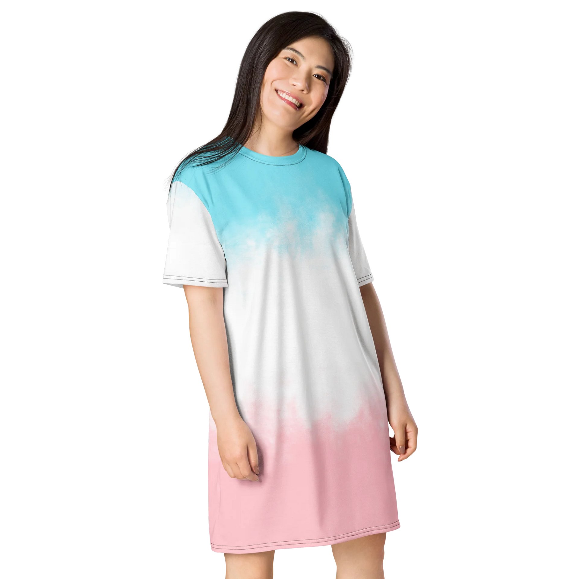 Exclusive Blue to Pink Gradient T-Shirt Dress - Only at TDS Music product image (4)