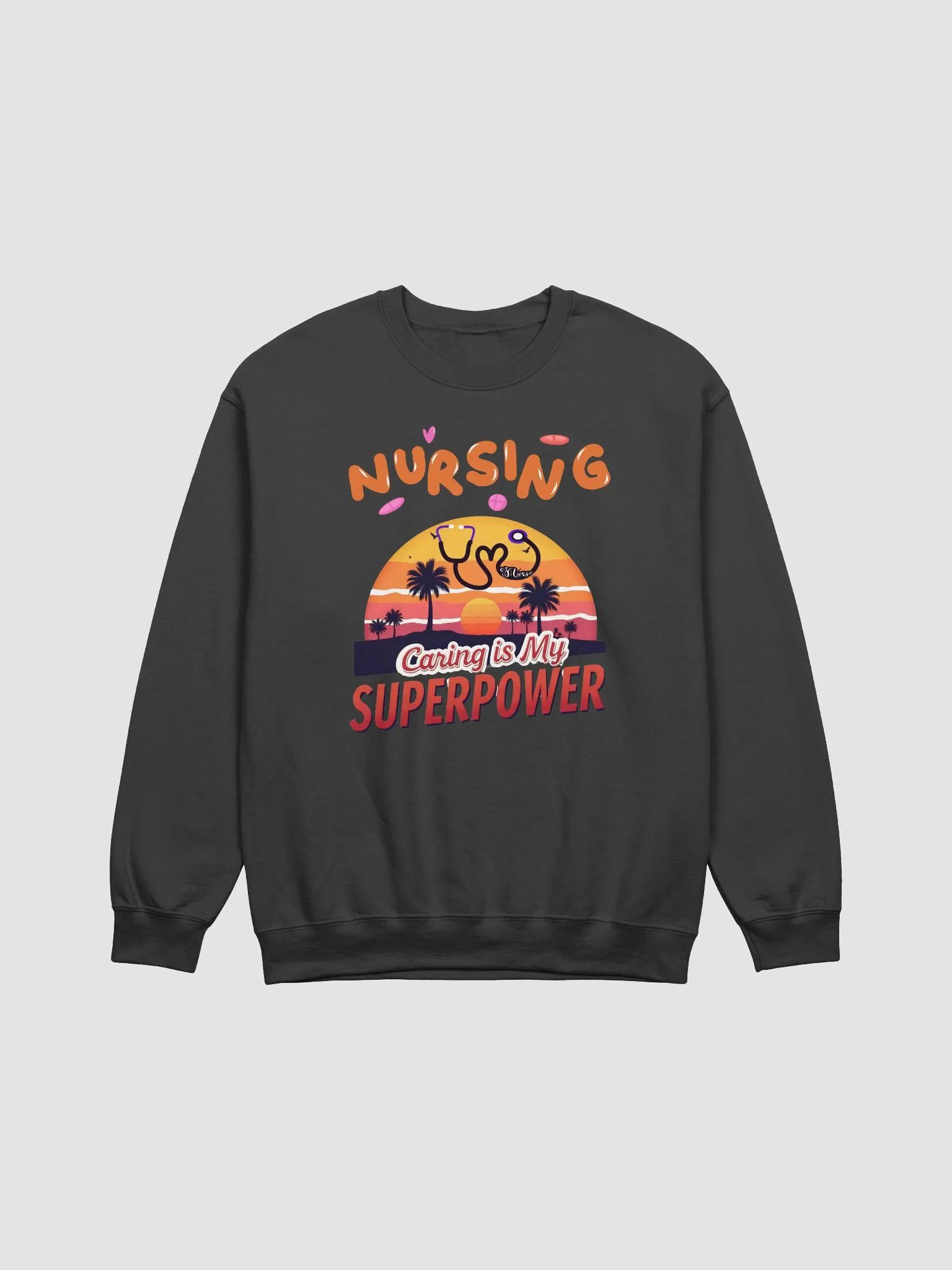 Sunset Superpower Nursing Crewneck Sweatshirt product image (2)