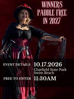 COSTUME CONTEST OPEN TO THE PUBLIC Saturday, October 17 · 11:30 AM Chatfield State Park Swim Beach The Witch Paddle Festival is open from 7am-1pm 6 categories: Most Witchy, Best Group Costume, Most Detailed, Best Board Decorations, Most Funny, Most Scary Winners paddle FREE in 2027 Start planning your look, witches 🧙‍♀️  🖤 Tag the witch who needs to enter. #witchpaddle #2026WitchPaddle #coloradoevents #supwitches #denverevents 
