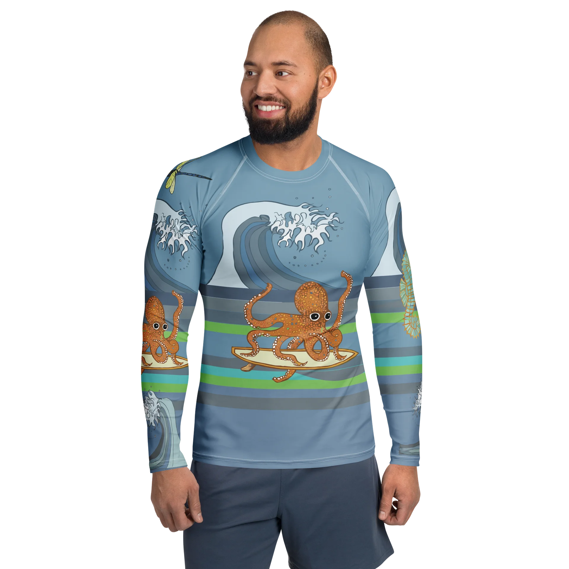 Octopus Waves Men's rash guard product image (1)