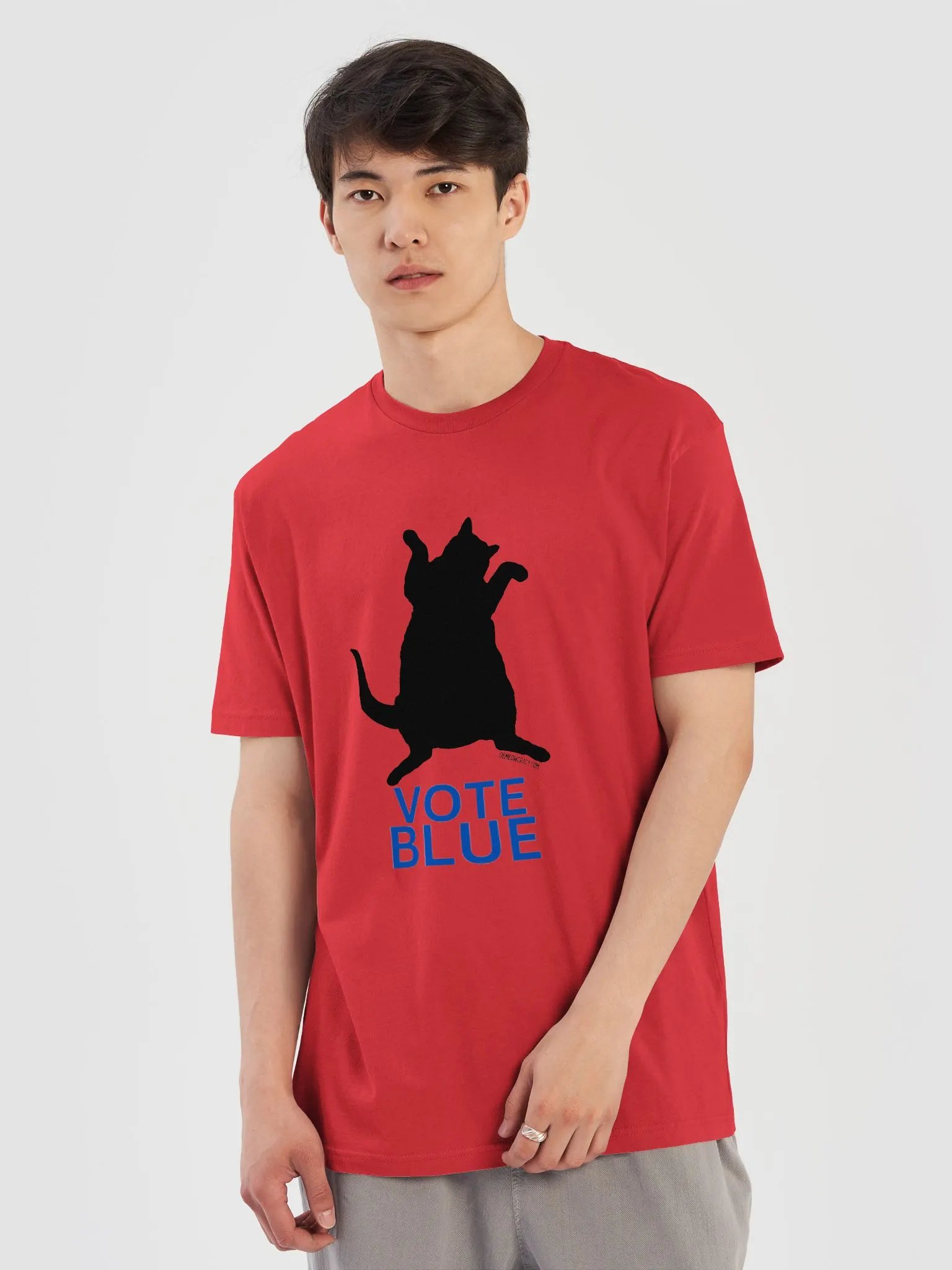DeMeowcracy Black Cat Vote Blue Supersoft Slim Fit T-Shirt product image (5)