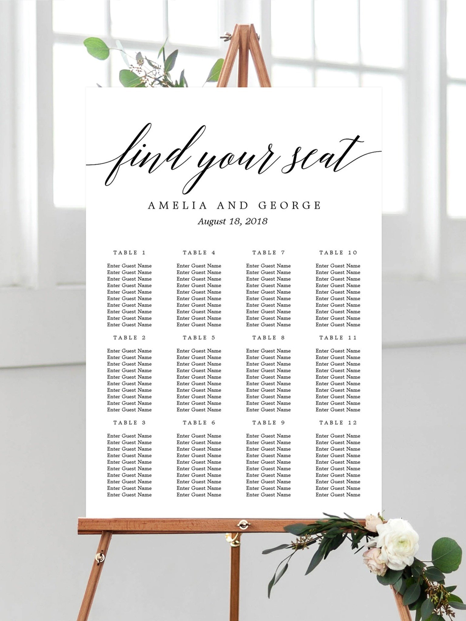 Modern Script Wedding Seating Chart Sign Canva Template MSC product image (1)