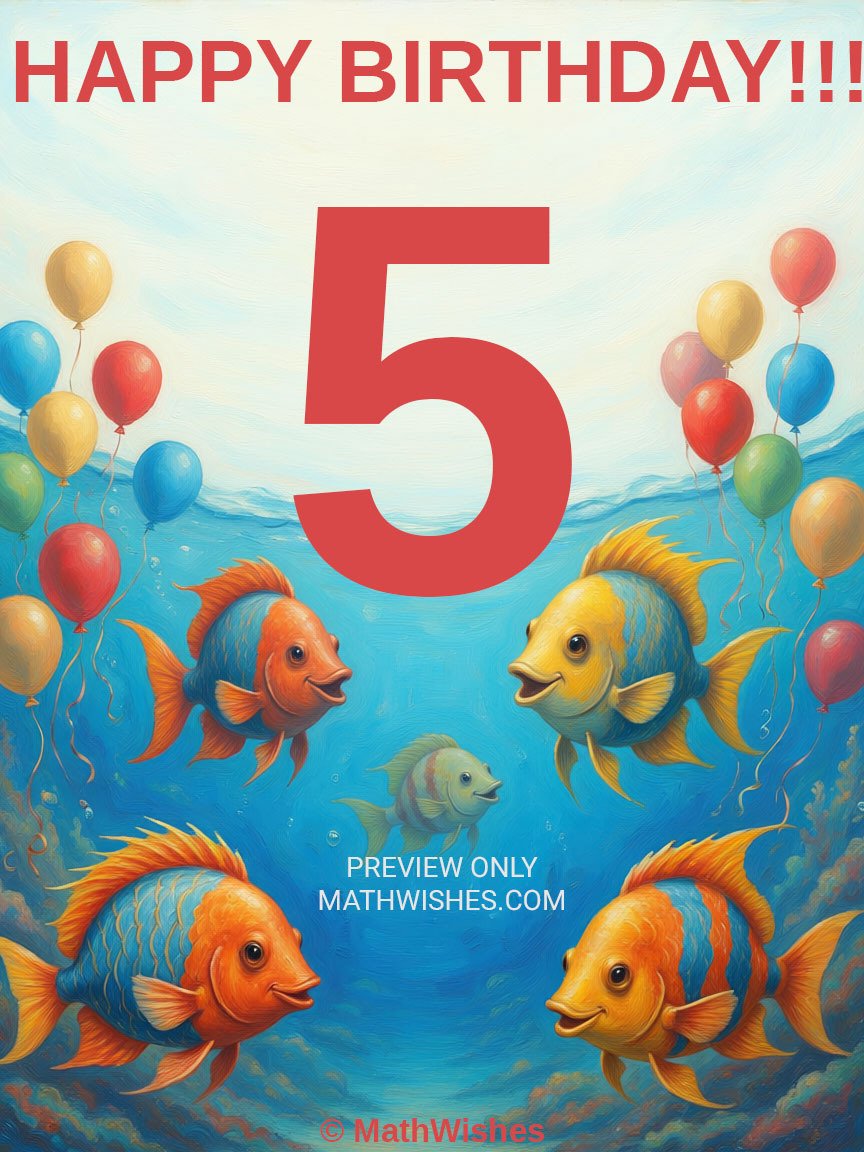 5th Birthday Card - Five Fish product image (1)