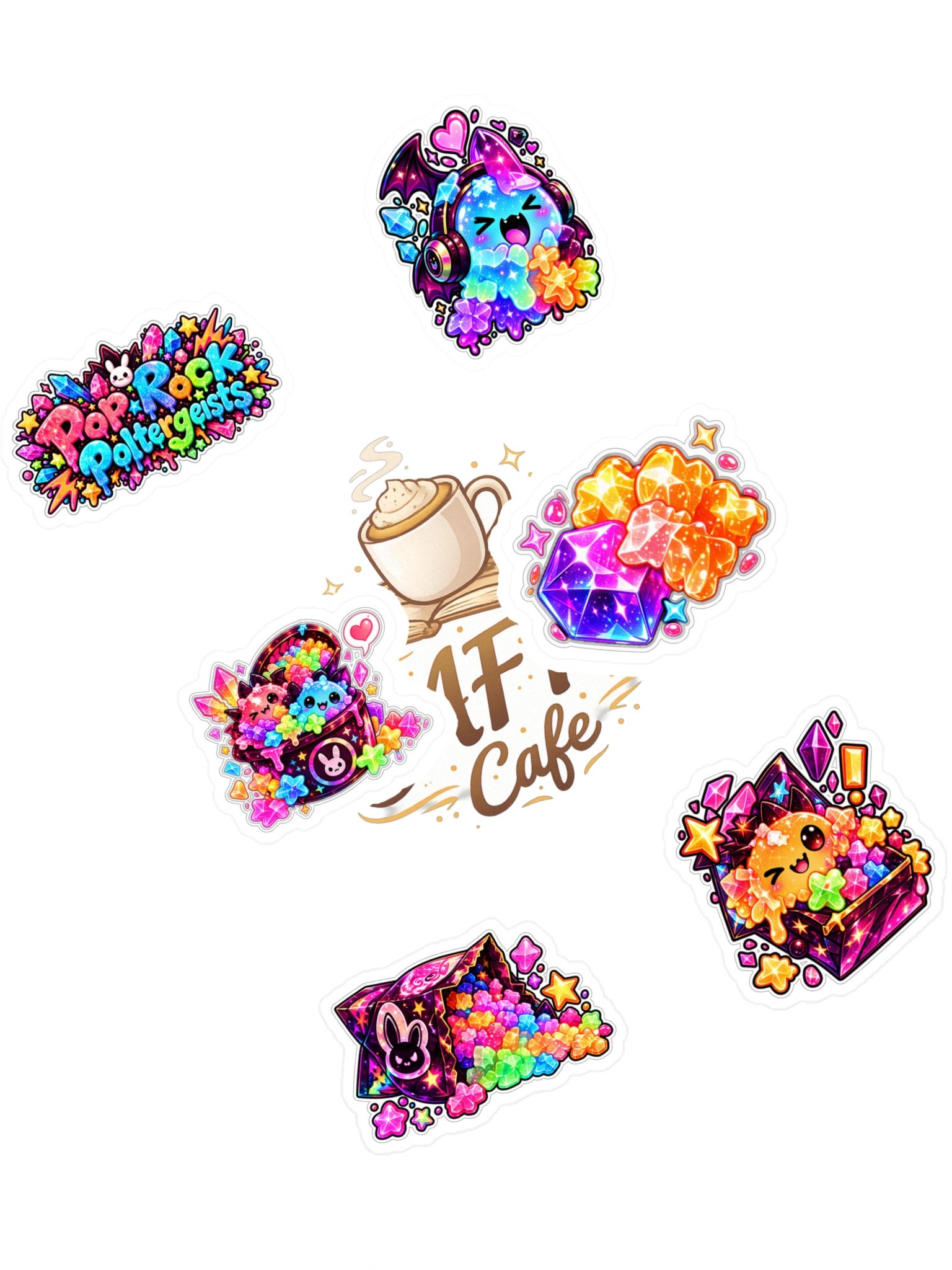 The AFK Cafe™ Pop Rock Poltergeists | 6-Piece Sticker Pack Vol. 3 product image (1)