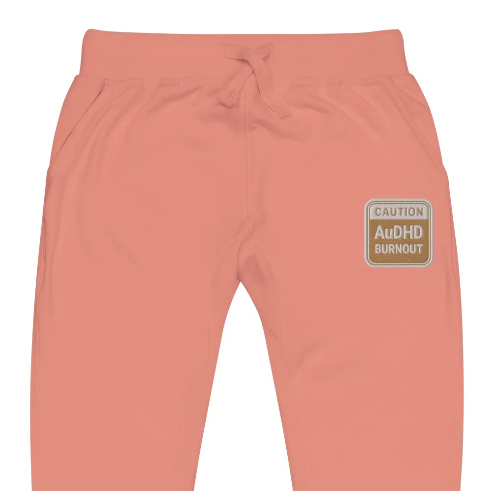 CAUTION: AuDHD BURNOUT (brass design) embroidered unisex joggers product image (1)