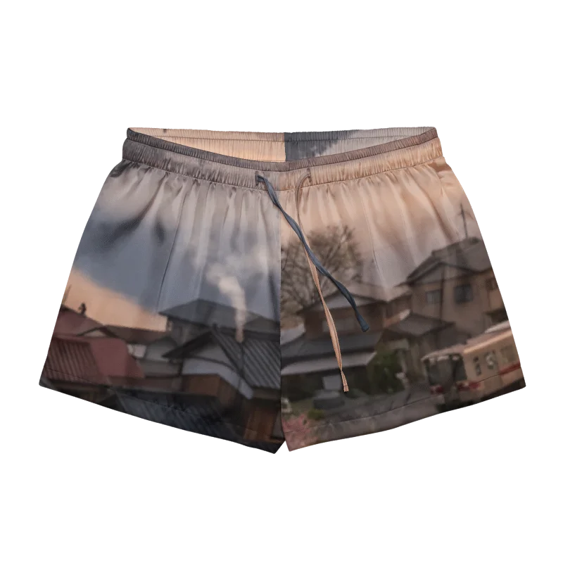 Women's Mount Fuji Pajama Shorts | Silky Printed Lounge Shorts product image (3)