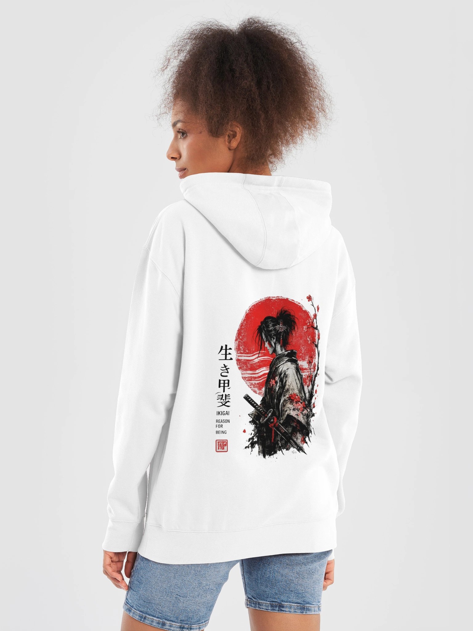 Samurai Sunset Hoodie — Japanese Kanji Warrior Graphic Sweatshirt product image (3)