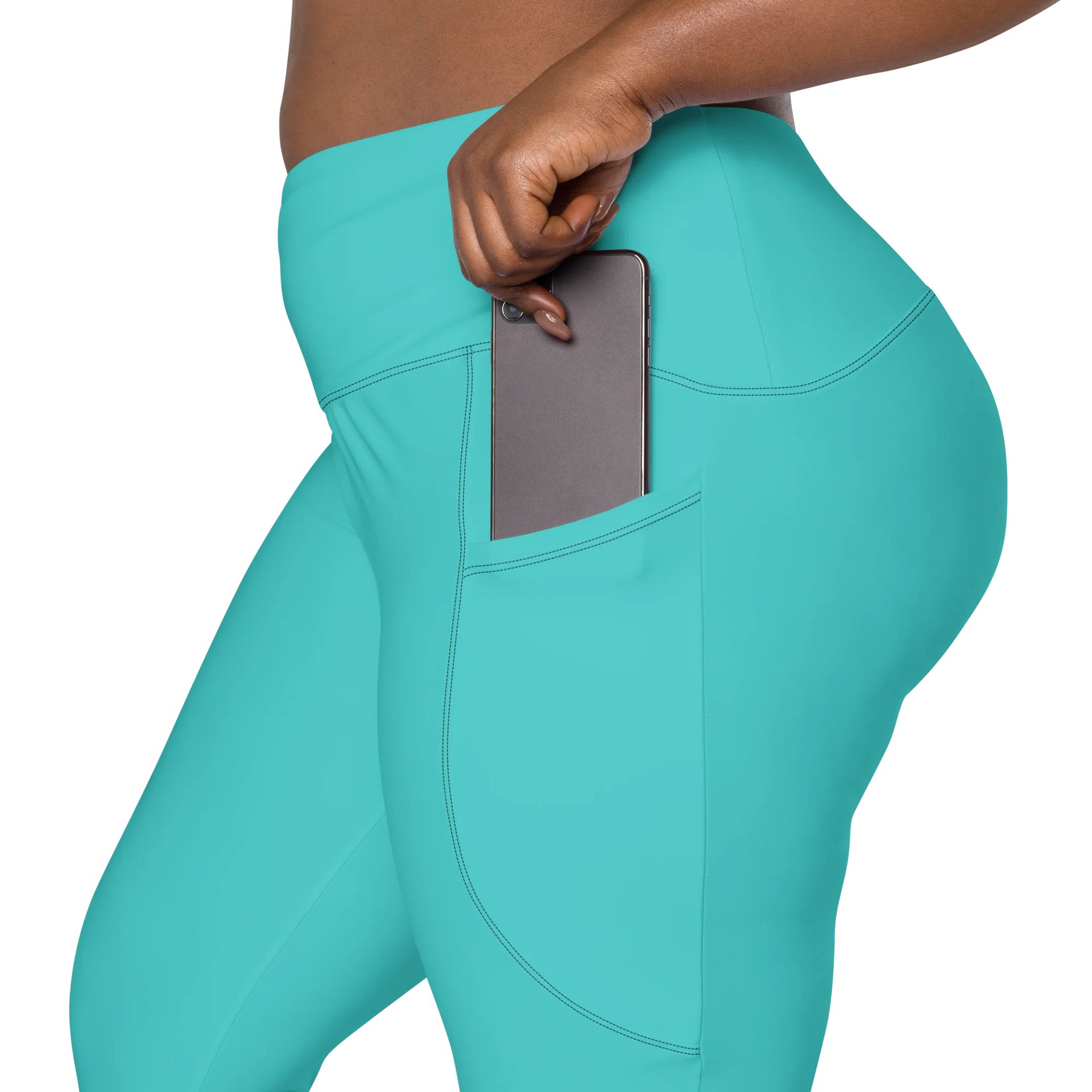 Leggings w pockets small logo turquoise product image (7)