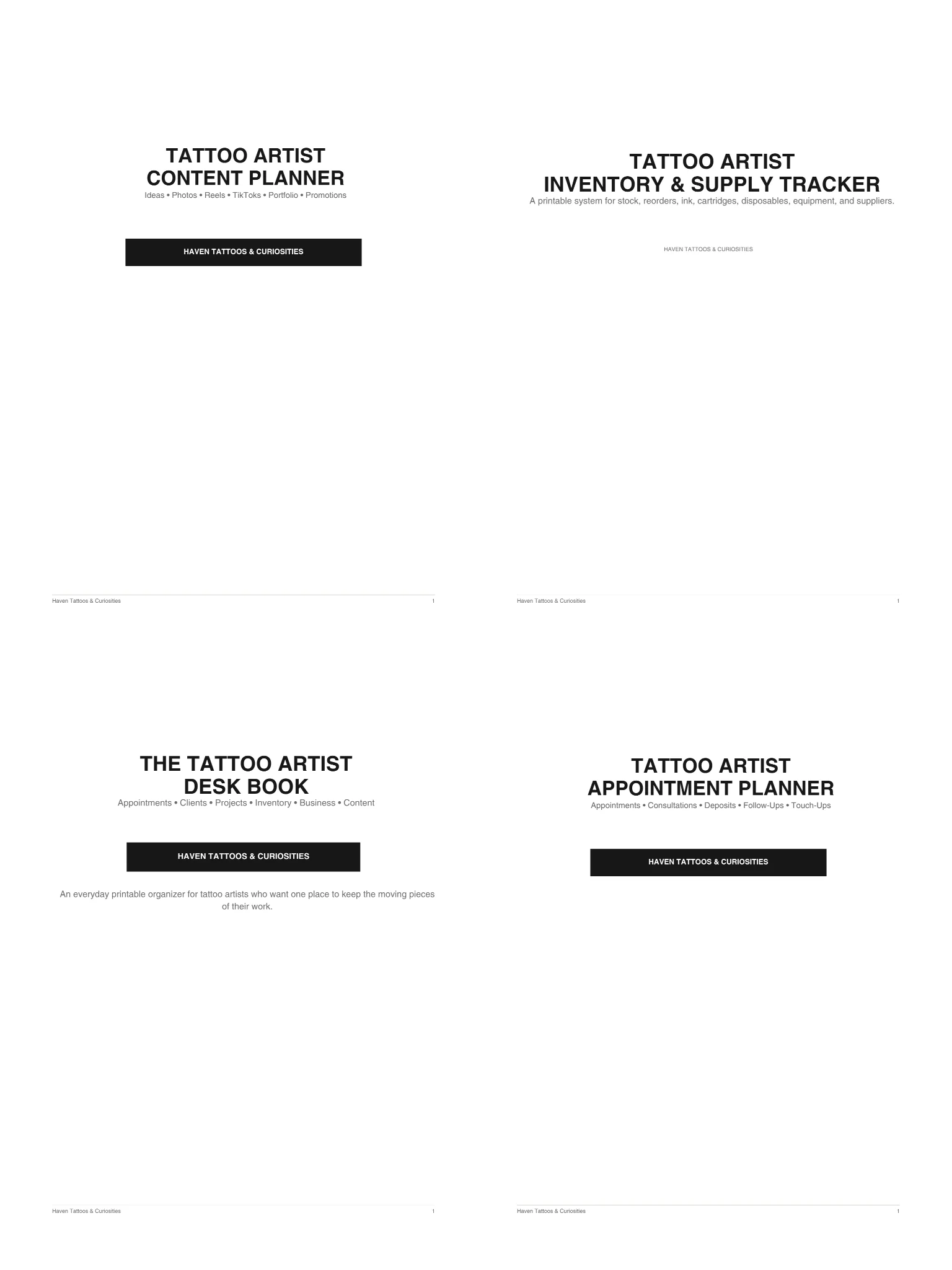 Tattoo Artist Ultimate Digital Toolkit | 4-in-1 Business, Booking, Content & Organization Bundle product image (1)