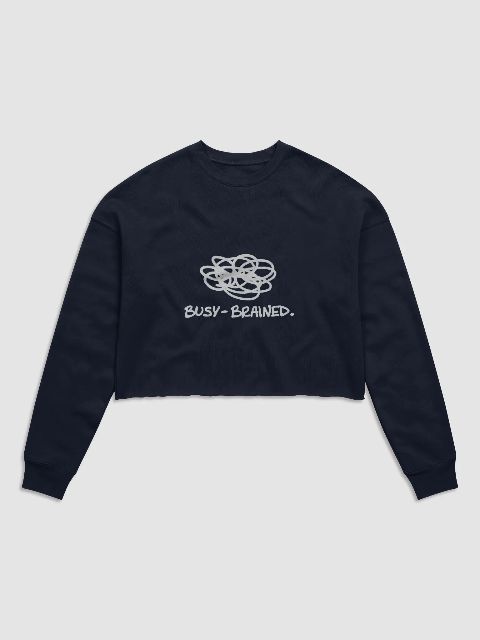 BUSY-BRAINED (white design) Women's Fleece Crop Sweatshirt product image (34)