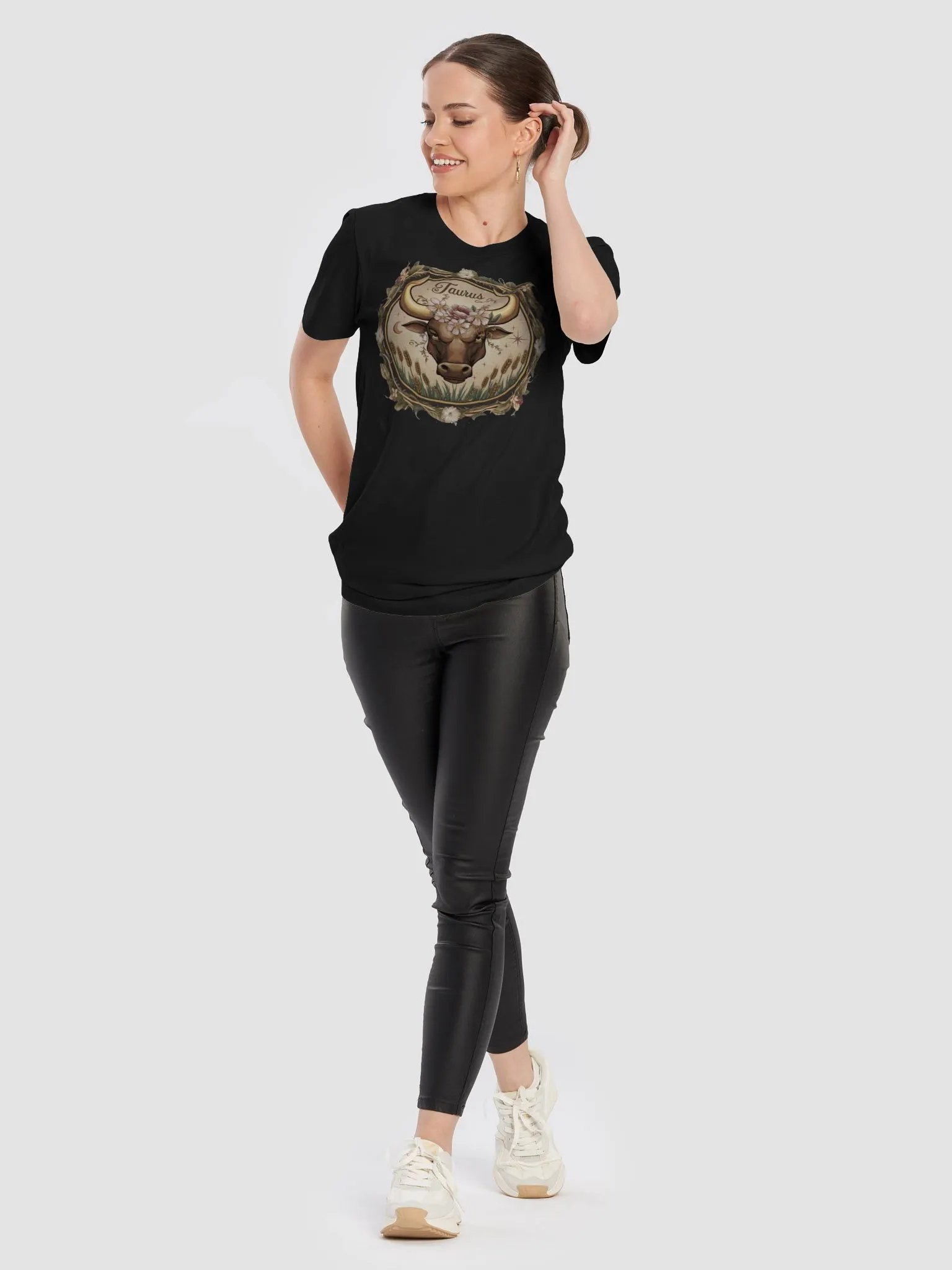 Unisex Taurus Zodiac T-Shirt with Botanical Bull Design product image (2)