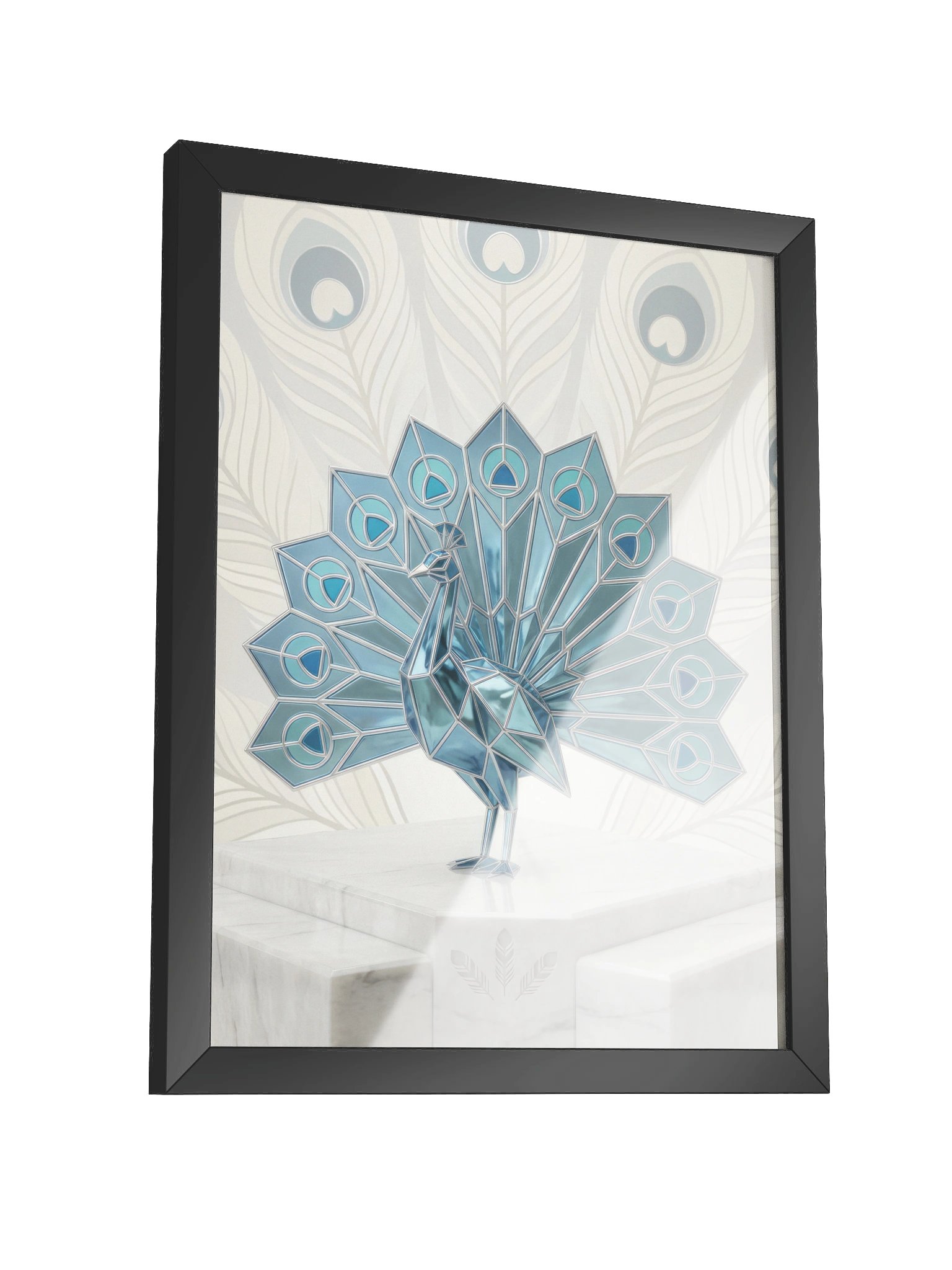 Elegant Geometric Peacock Framed Poster - Neo-Deco Luxury Wall Art product image (3)