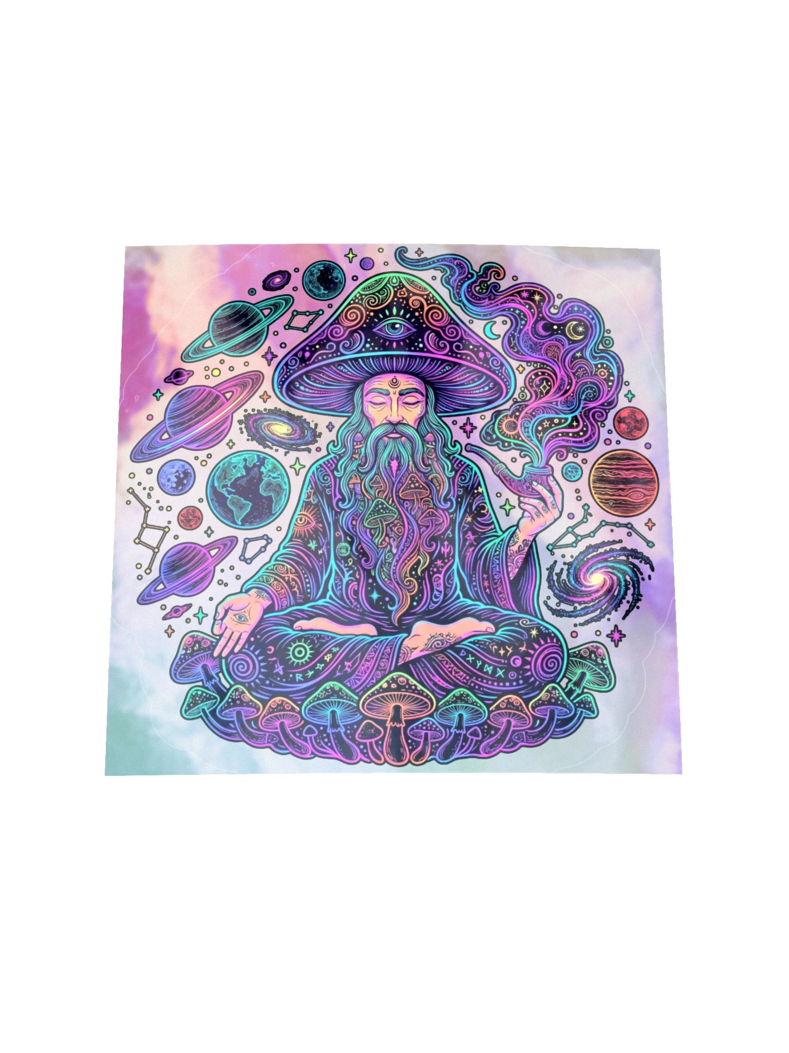 Meditating Mushroom Wizard Sticker product image (1)