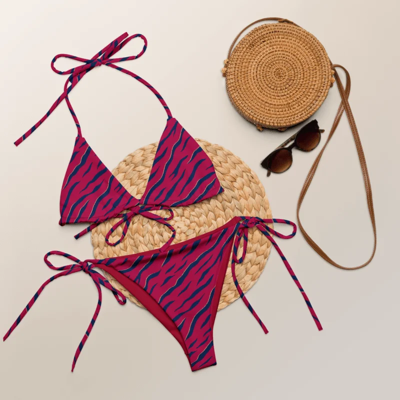 Berry Heat Navy Wave String Bikini product image (4)