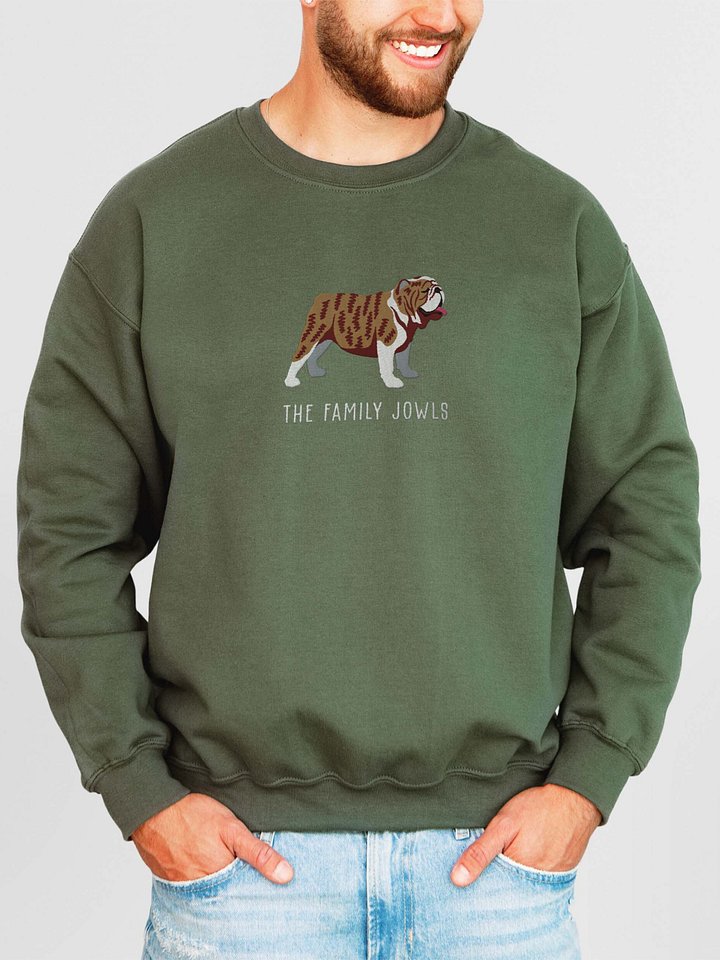 The Family Jowls Sweatshirt (Embroidered) of an English Bulldog(Brindle) product image (2)