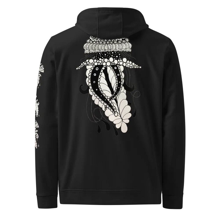 Monochrome Floral Jellyfish Fleece Hoodie product image (2)