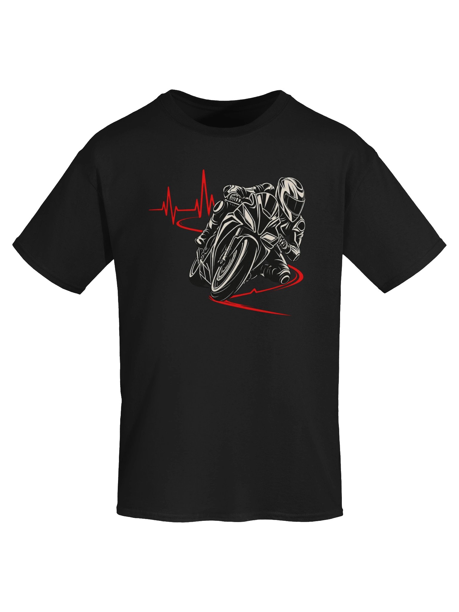 Sportbike Heartbeat – Red Pulse Motorcycle T-Shirt product image (5)