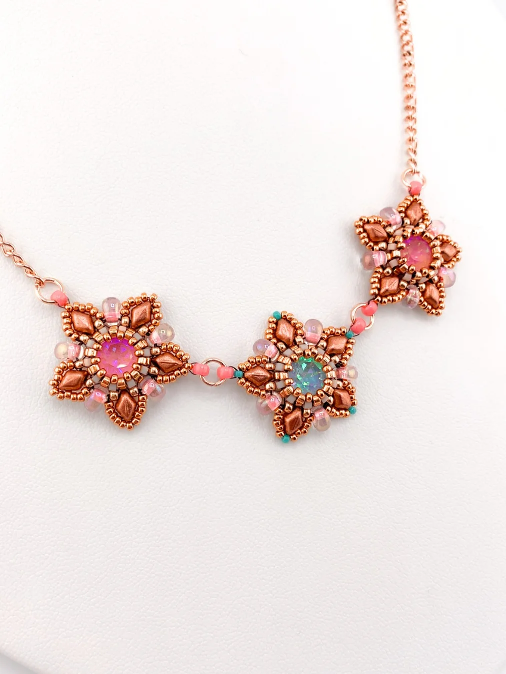 Surf Star Beaded Crystal Necklace - Rose Gold product image (3)