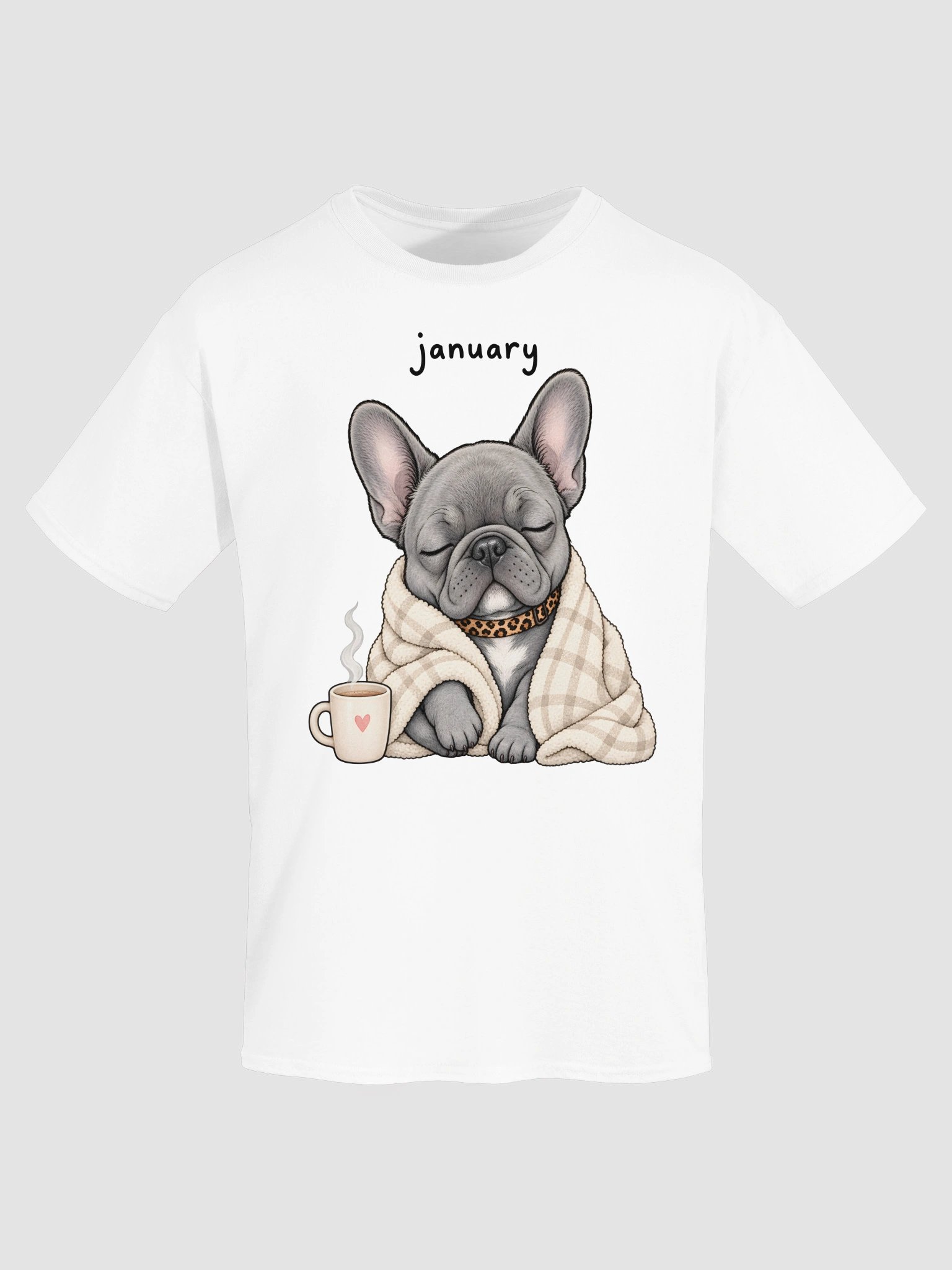 Cozy January French Bulldog Birthday Shirt - Cute Winter Dog & Coffee T-Shirt product image (4)